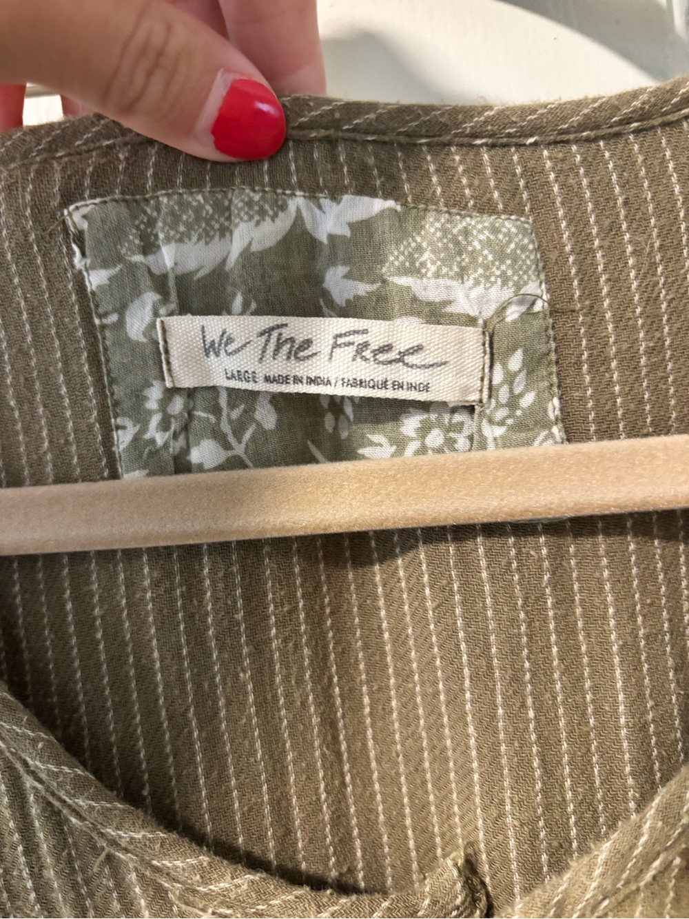 We The Free Army Green Striped Button-Front Dress - Picture 2 of 3